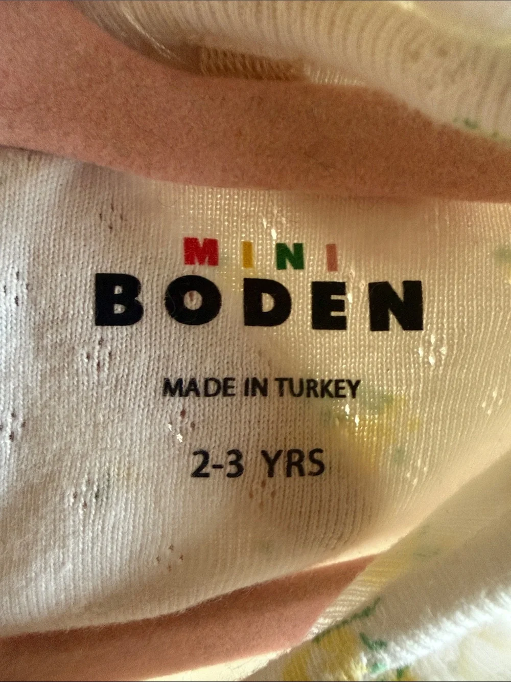 MINI BODEN White Dress with Yellow & Green Floral Print